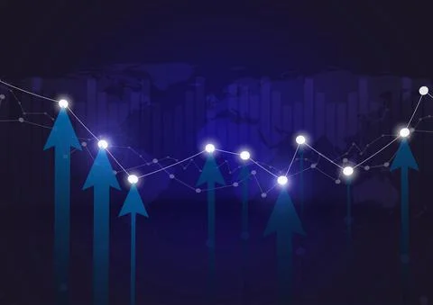 Business abstract background. Line column graph type arrow symbol. Digital futur Stock Illustration