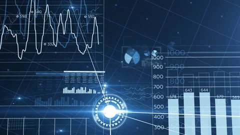 Business Abstract Flight Through Global Growing Network with Graphs and Charts Video stock 94623402