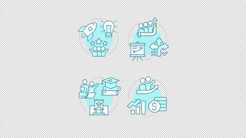 Business acceleration models blue concept icons animation set Stock Footage 344180389