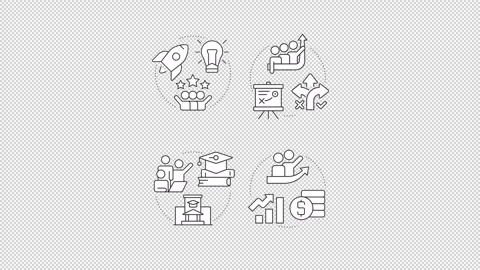 Business acceleration models line concept icons animation set Stock Footage 340577268