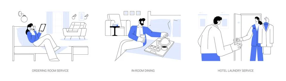 Business accommodation facilities abstract concept vector illustrations. Stock Illustration