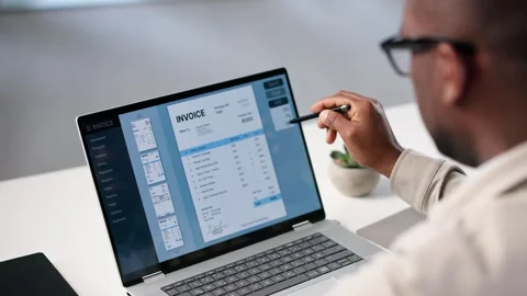 Business Account Invoice Software For Preparing Stock Footage 311733543