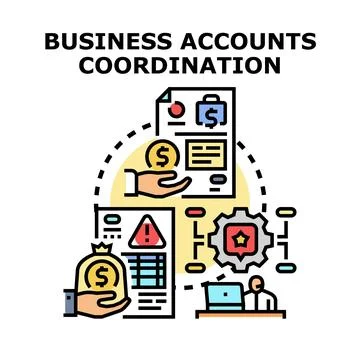 Business accounts coordination process management planning Stock Illustration