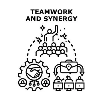 Business achieving goals through teamwork and synergy concept Illustrazione stock