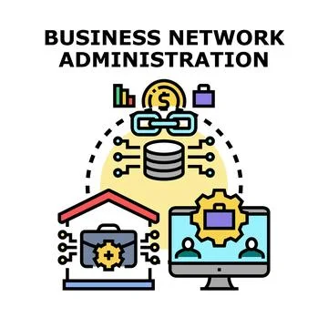 Business administration managing digital network connection concept Stock Illustration
