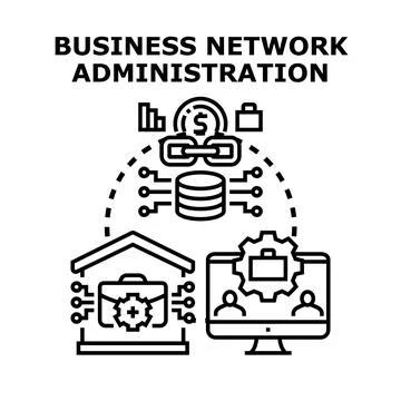 Business administration managing digital network connection concept Stock Illustration