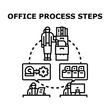 Business administration process steps workflow diagram イラスト素材