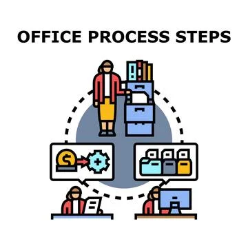 Business administration process steps workflow diagram Stock Illustration