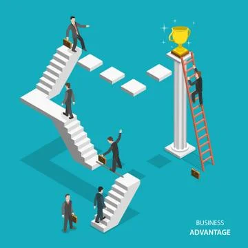 Business advantage isometric flat vector concept. Stock Illustration