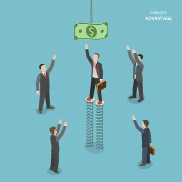 Business advantage isometric flat vector concept. Stock Illustration