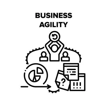 Business Agility Vector Black Illustrations Stock Illustration