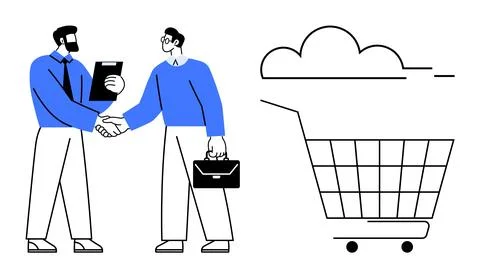 Business Agreement with Cloud-Based Shopping Cart Concept Illustrazione stock