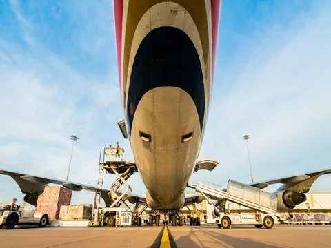 Business of air cargo freighter with import and export Видео 80609804