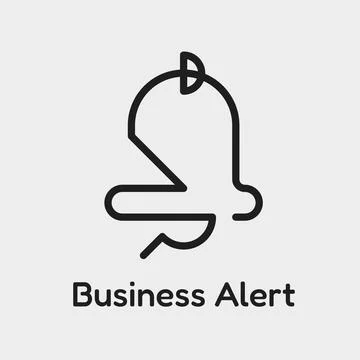 Business alert vector line icon bell notification continuous line art Stock Illustration