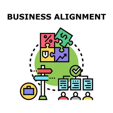 Business alignment aligning puzzle pieces for growth strategy Stock Illustration