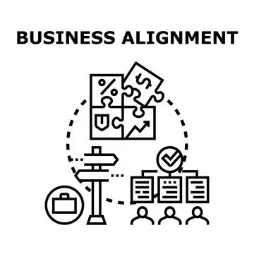 Business alignment aligning puzzle pieces for growth strategy Stock Illustration