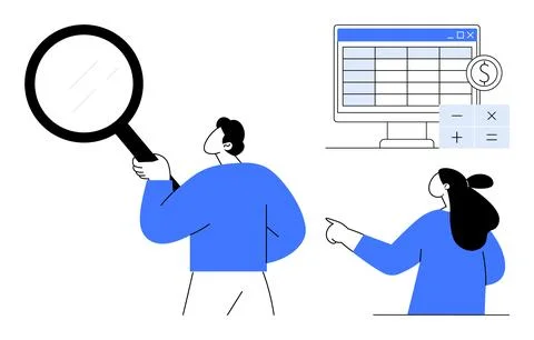Business Analysis and Data Management Concept with Teamwork Focus Stock Illustration