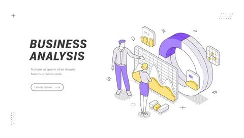 Business Analysis And Data Research Isometric Vector Illustration For A Str.. Ilustración de archivo