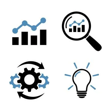 Business analysis and successful solution icon set Stock-Illustration