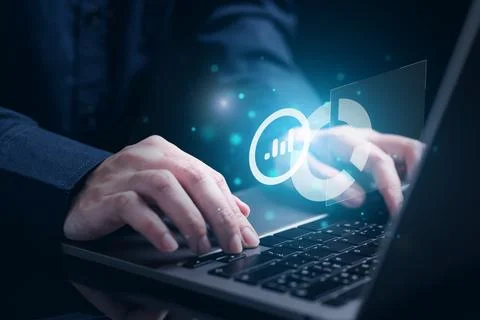 Business analysis chart KPI Data icon technology Stock Photos