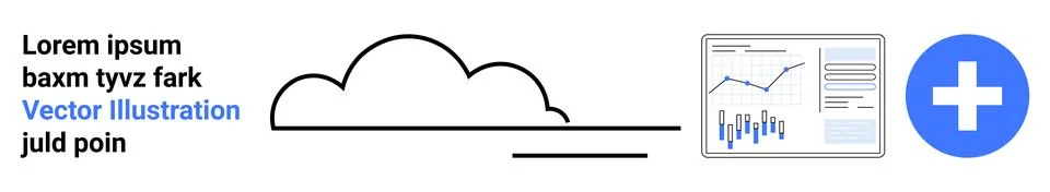 Business Analysis Concept with Cloud Storage and Data Visualization Elements Stock Illustration