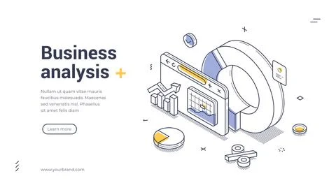 Business analysis concept for data analytics, intelligence, and strategic pla Stock Illustration