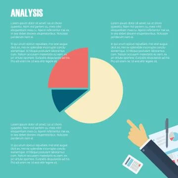 Business analysis concept with text space. Finance symbols and businessman hand Stock Illustration
