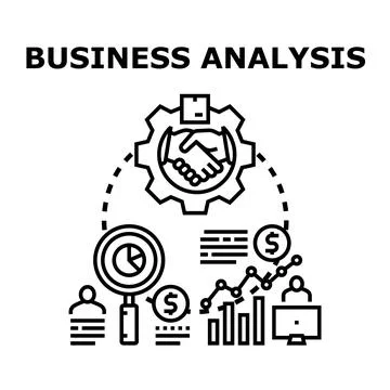 Business analysis concept visualizing data processing and strategy Stockillustratie
