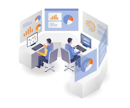 Business analysis data control team Stock Illustration