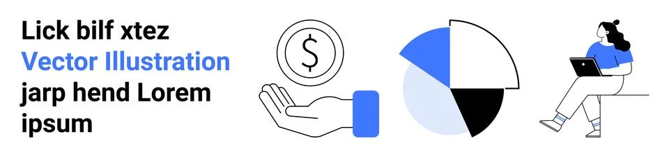 Business analysis, financial services, data visualization, remote work, onlin Illustrazione stock