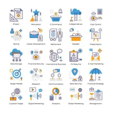 Business Analysis Flat Vectors Pack Illustrazione stock