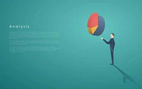 Business analysis presentation vector concept with businessman and pie chart Stock Illustration