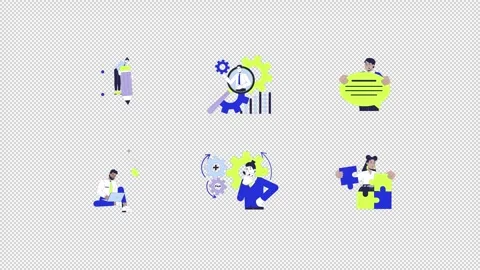 Business analysis problem solving cartoon animation pack Stock Footage 347659891