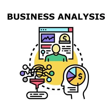 Business analysis process understanding and data visualization Stock Illustration