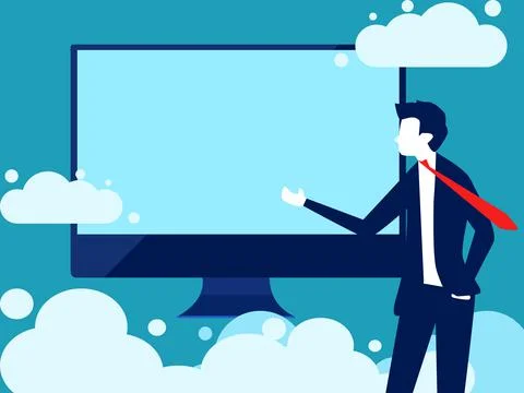 Business analysis reports on the computer screen. Business presentation idea. Illustrazione stock