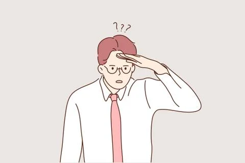 Business analysis, search, question, perplexity concept Stock Illustration