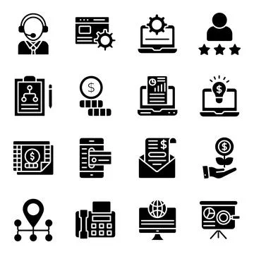 Business Analysis Solid Icons Pack Illustrazione stock