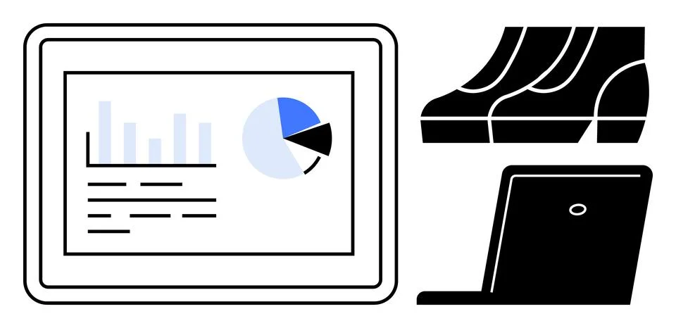 Business analysis, technology, e-commerce, data visualization, workplace tool Stock Illustration
