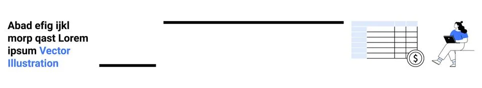 Business Analysis with Text, Data Chart, and Professional Working on Laptop Stock Illustration