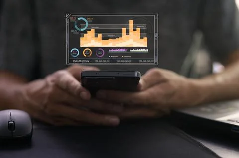 Business Analysis Tools for Remote Work with Digital Interface Stockfoto's