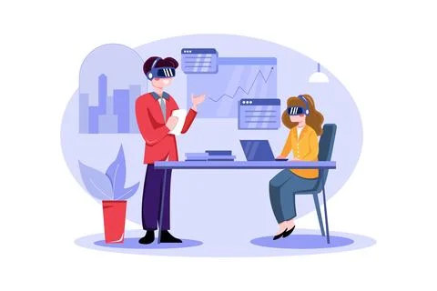 Business Analysis Using VR Stock Illustration
