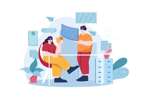 Business Analysis Using VR Stock Illustration