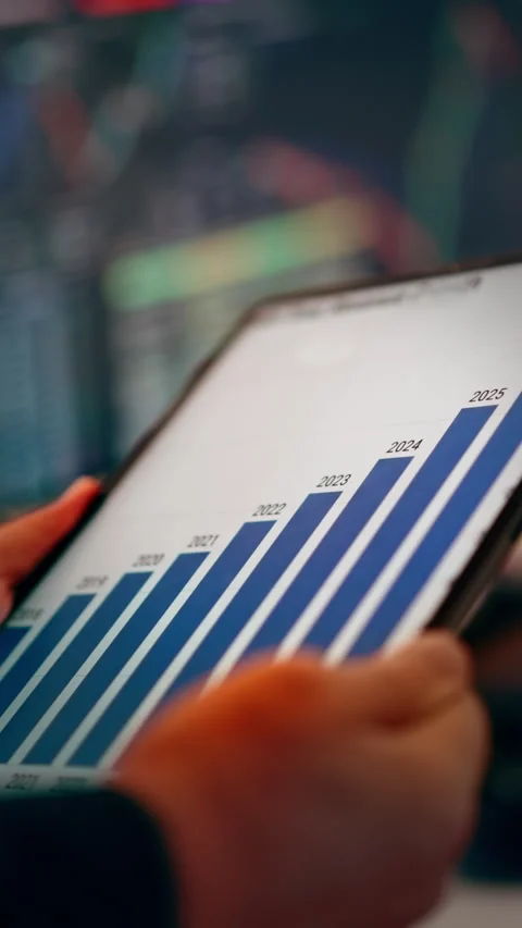 Business Analyst Analyzing Financial Chart Digital Tablet Vertical Shot Stock Footage 346407385