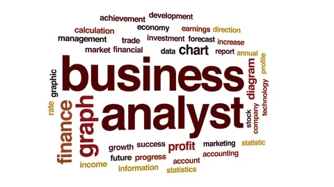 Business analyst animated word cloud, text design animation. Stock Footage 80078592