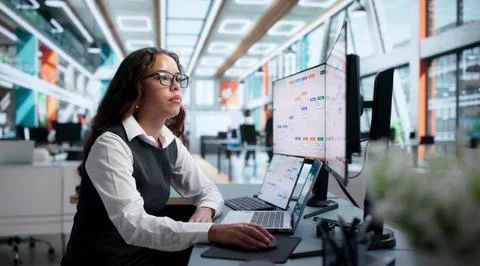 Business Analyst Efficiently Improving Workflow Automation Using Digital Soft Stock Photos