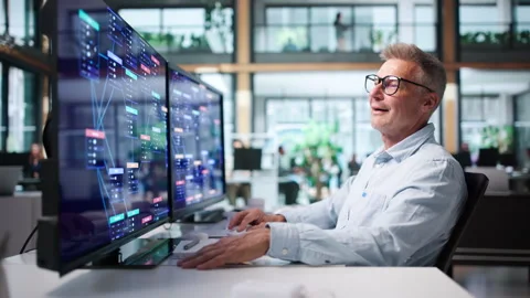 Business Analyst Explores Low Code Platform Workflow Video stock 345858207