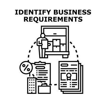 Business analyst identifying project needs and requirements Illustrazione stock