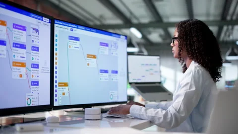 Business Analyst Optimizing Workflow Automation On Computer Stock Footage 341011873