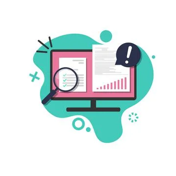 Business Analyst or Auditor Making Sales Data Growth Graphs Report on Computer Stock Illustration