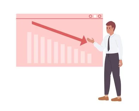 Business analyst representing sales chart decline on board vector illustration Stock Illustration